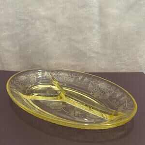 Florentine Poppy #2 Depression Glass Divided Relish Dish